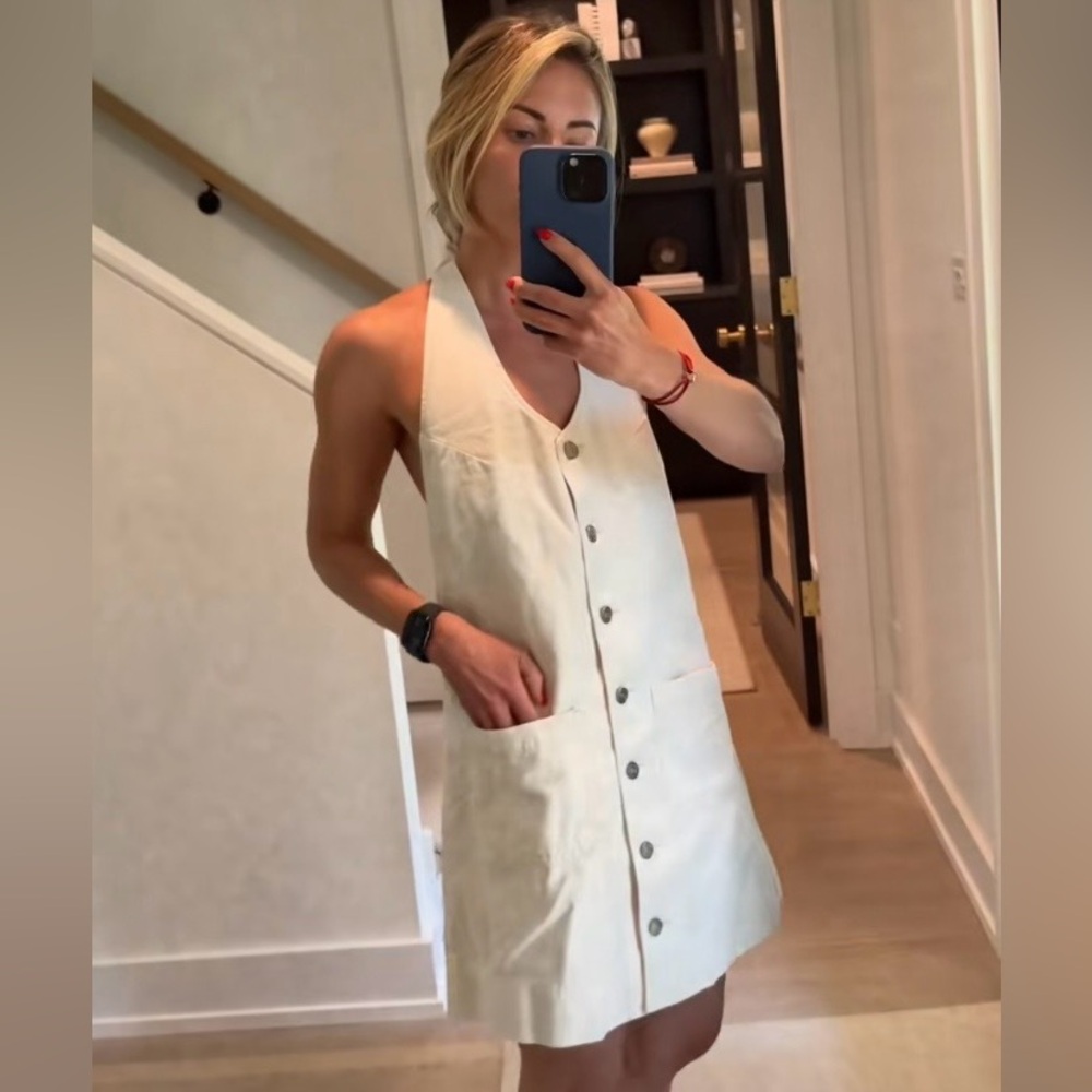 Reformation Ivory Button-Front Mini Dress - Picture 2 of 10